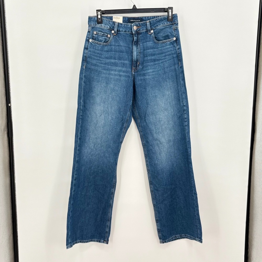 Aeropostale Womens High Rise Wide Leg Jeans Dark Wash 156917 Blue Denim Size 10